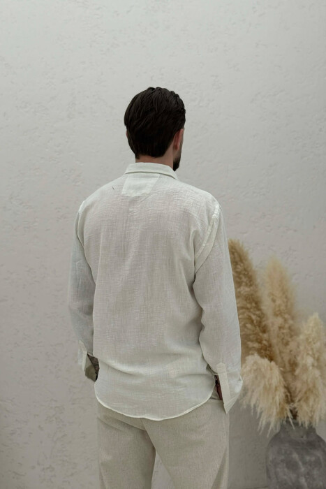 SIMPLE ONE COLOR MEN SHIRTS CREAM/KREM - 2