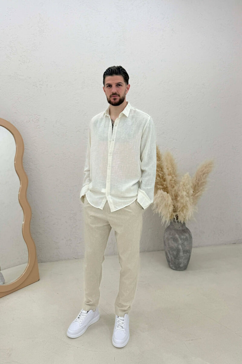 SIMPLE ONE COLOR MEN SHIRTS CREAM/KREM - 3