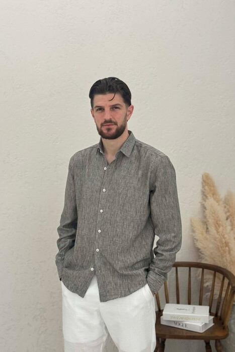 SIMPLE ONE COLOR MEN SHIRTS DARK GREY/GEE 