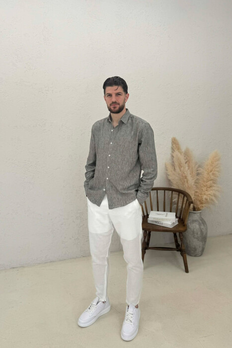 SIMPLE ONE COLOR MEN SHIRTS DARK GREY/GEE - 3