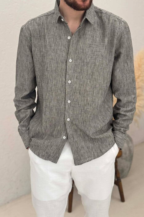 SIMPLE ONE COLOR MEN SHIRTS DARK GREY/GEE - 4