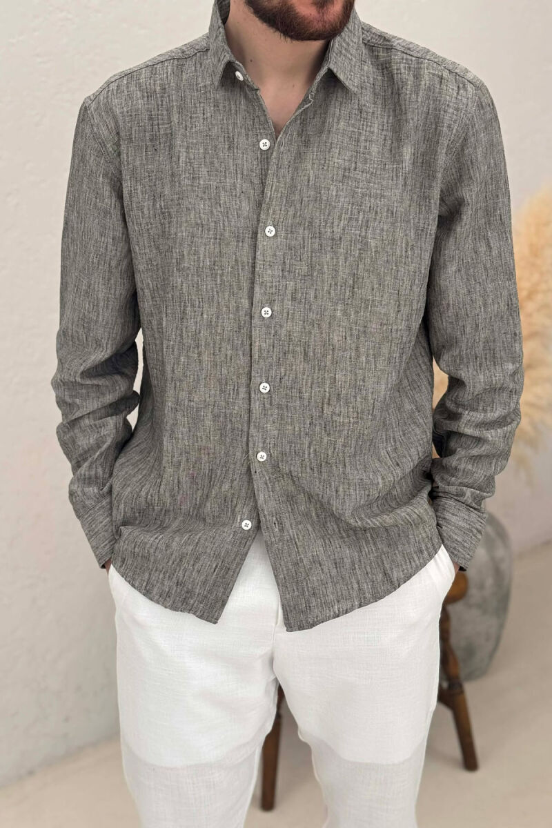 SIMPLE ONE COLOR MEN SHIRTS DARK GREY/GEE - 4