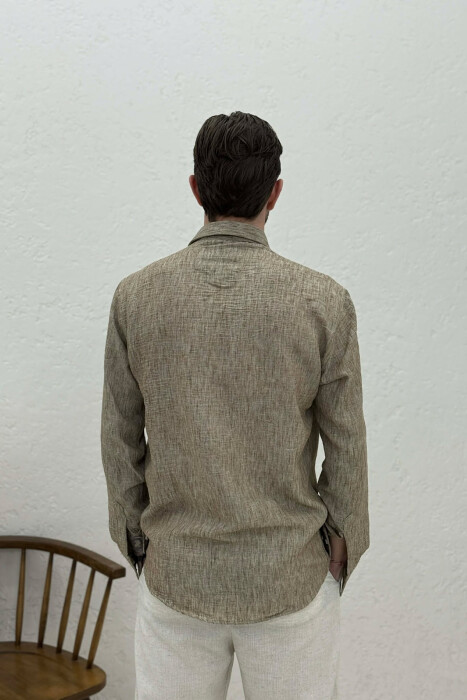 SIMPLE ONE COLOR MEN SHIRTS LIGHT BROWN/KAZB - 4