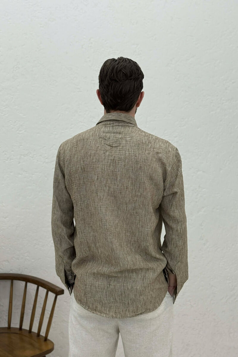 SIMPLE ONE COLOR MEN SHIRTS LIGHT BROWN/KAZB - 4