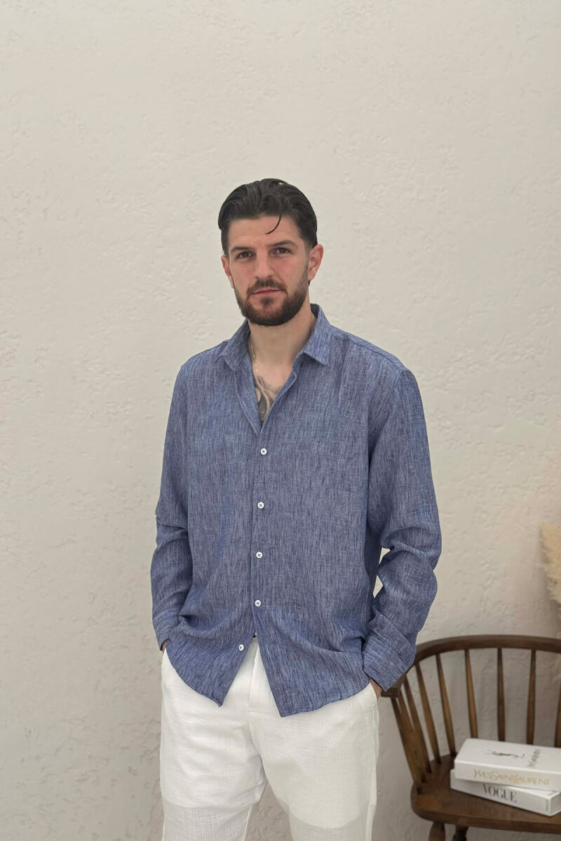 SIMPLE ONE COLOR MEN SHIRTS LIGHTBLUE/BZ - 1