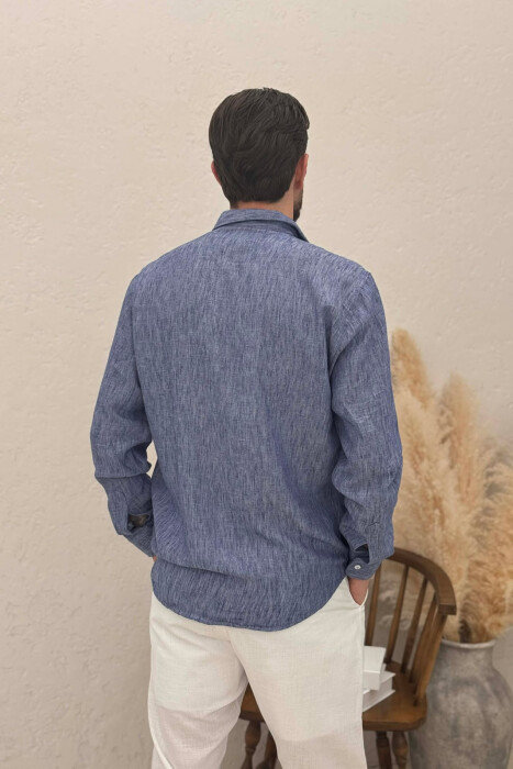 SIMPLE ONE COLOR MEN SHIRTS LIGHTBLUE/BZ - 2