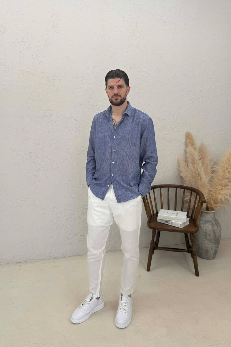 SIMPLE ONE COLOR MEN SHIRTS LIGHTBLUE/BZ - 3