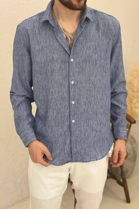 SIMPLE ONE COLOR MEN SHIRTS LIGHTBLUE/BZ - 4