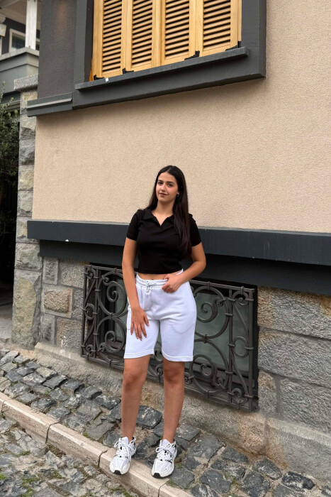 SIMPLE ONE COLOR WOMAN SHORTS WHITE-E BARDHE - 1