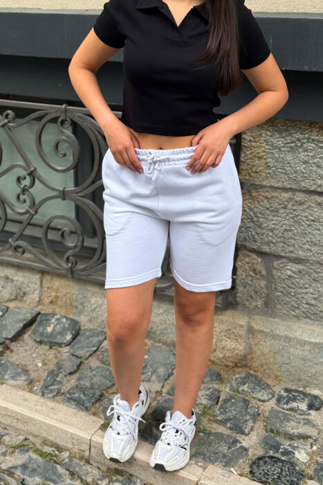 SIMPLE ONE COLOR WOMAN SHORTS WHITE-E BARDHE - 4