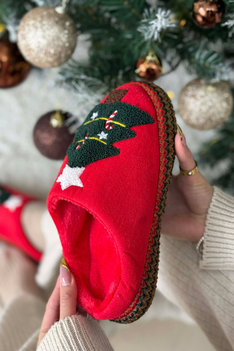 ONE COLOR CHRISTMAS TREE WOMAN SLIPPERS RED/E KUQE - 3
