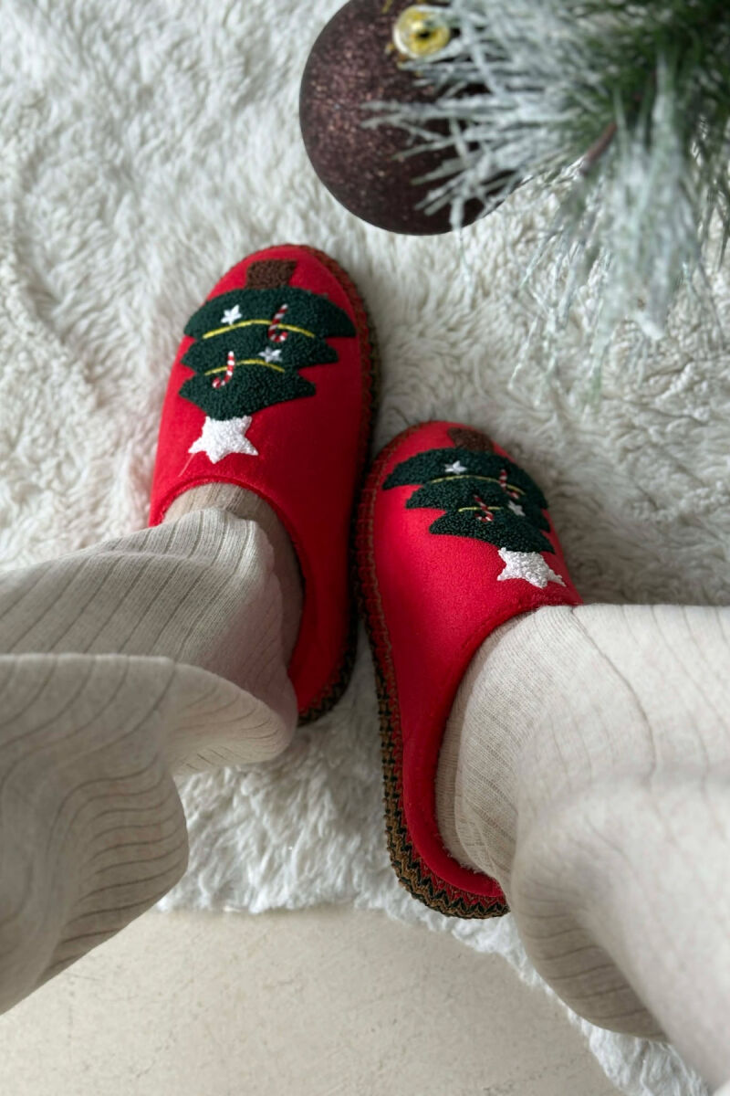 ONE COLOR CHRISTMAS TREE WOMAN SLIPPERS RED/E KUQE - 4