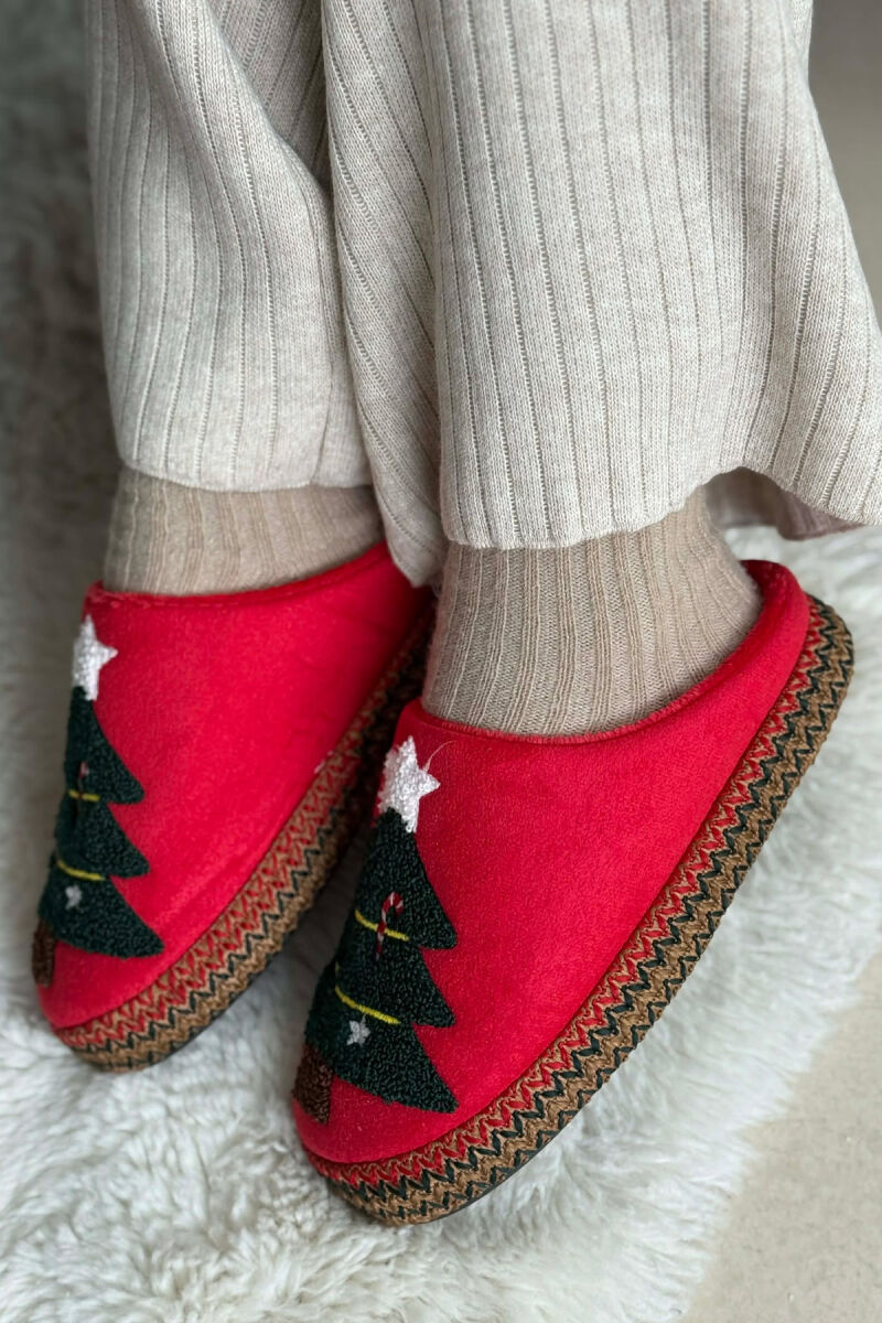 ONE COLOR CHRISTMAS TREE WOMAN SLIPPERS RED/E KUQE - 5