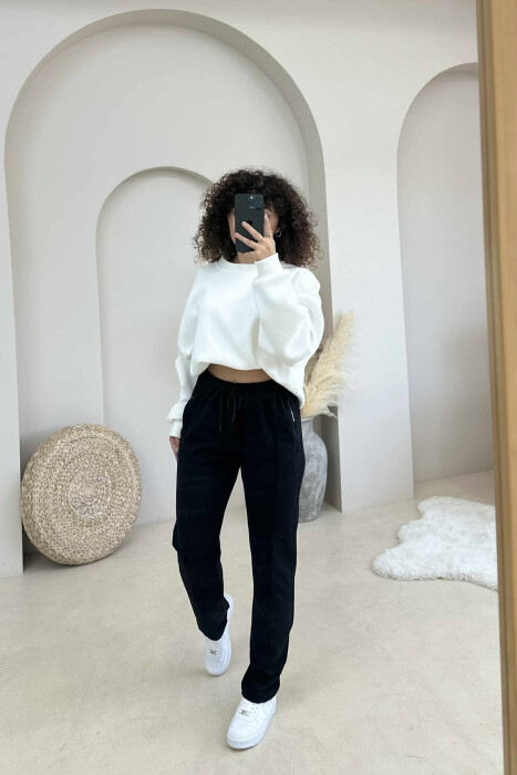 SIMPLE ONE COLOR WOMAN SWEATPANTS BLACK/ E ZEZE - 3