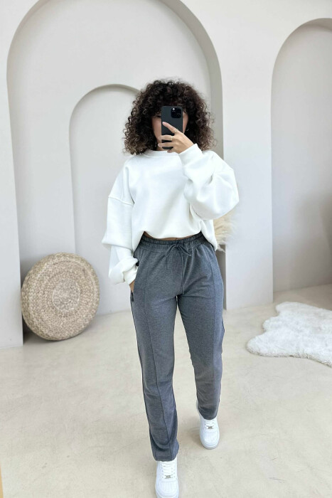 SIMPLE ONE COLOR WOMAN SWEATPANTS DARK GREY/GEE 