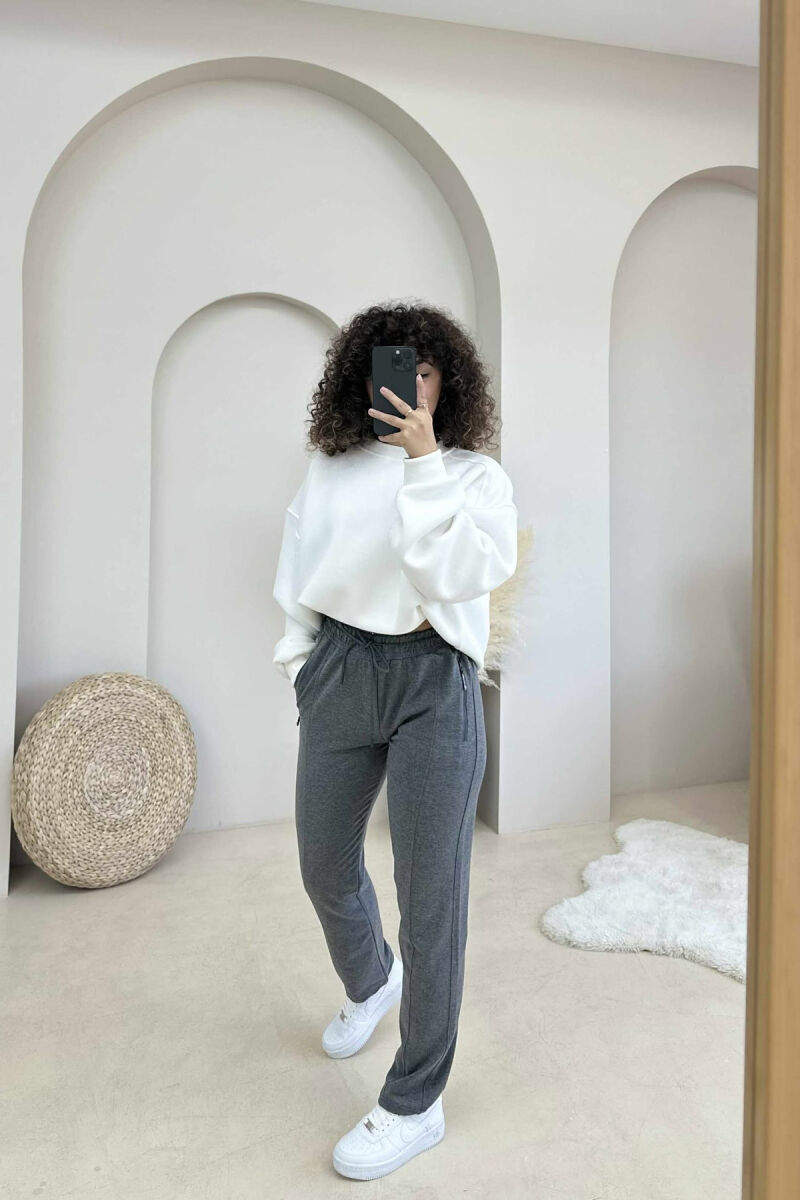 SIMPLE ONE COLOR WOMAN SWEATPANTS DARK GREY/GEE - 3