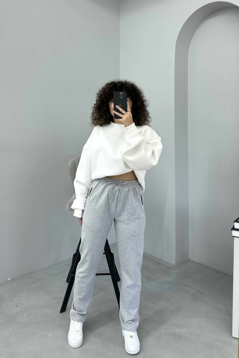 SIMPLE ONE COLOR WOMAN SWEATPANTS LIGHT GREY/GZ 