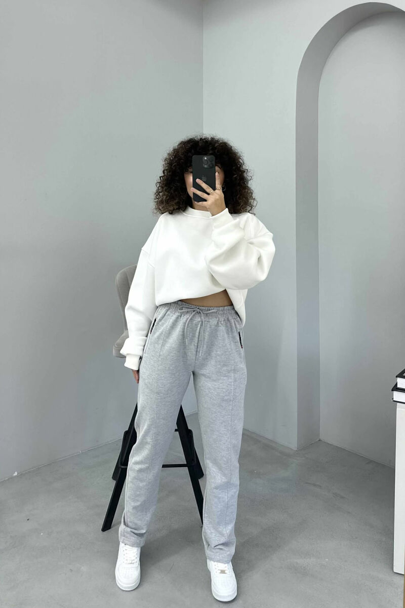 SIMPLE ONE COLOR WOMAN SWEATPANTS LIGHT GREY/GZ - 1