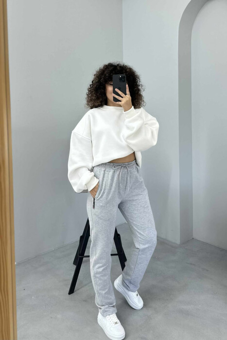 SIMPLE ONE COLOR WOMAN SWEATPANTS LIGHT GREY/GZ - 3