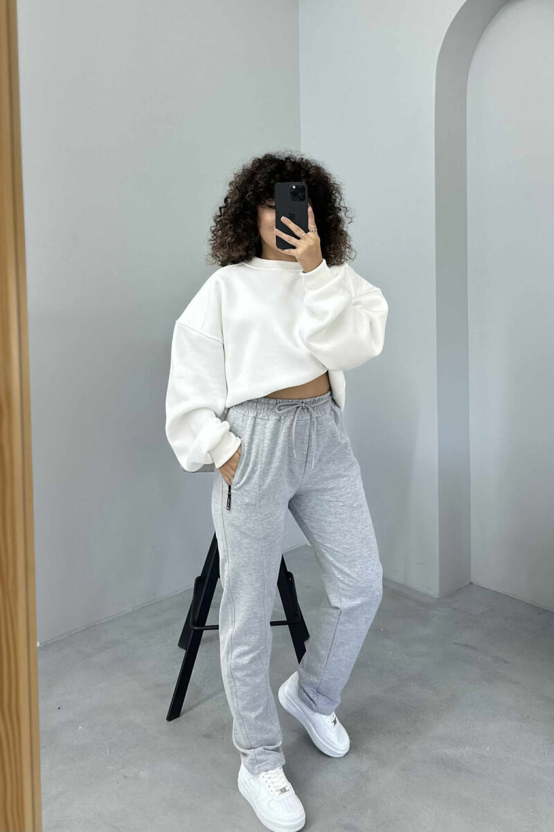 SIMPLE ONE COLOR WOMAN SWEATPANTS LIGHT GREY/GZ - 3
