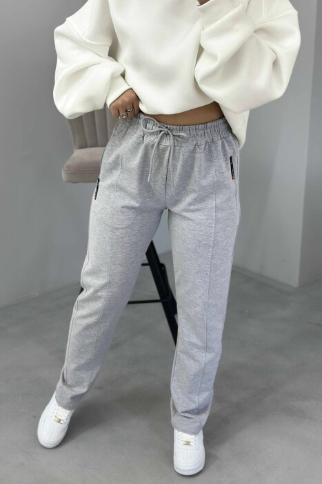 SIMPLE ONE COLOR WOMAN SWEATPANTS LIGHT GREY/GZ - 4