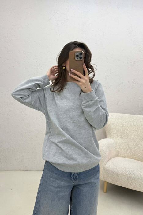 SIMPLE ONE COLOR WOMAN SWEATSHIRT LIGHT GREY/GZ - 1