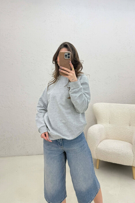 SIMPLE ONE COLOR WOMAN SWEATSHIRT LIGHT GREY/GZ - 2