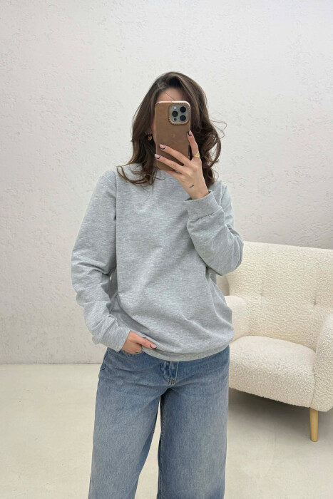 SIMPLE ONE COLOR WOMAN SWEATSHIRT LIGHT GREY/GZ - 3
