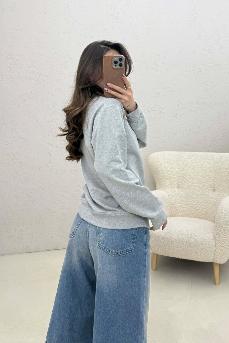 SIMPLE ONE COLOR WOMAN SWEATSHIRT LIGHT GREY/GZ - 4