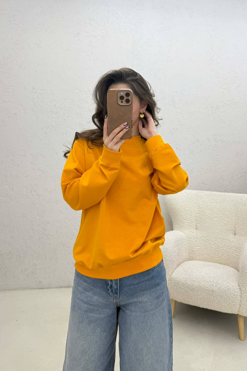 SIMPLE ONE COLOR WOMAN SWEATSHIRT MUSTARD/MUSTARDE - 1