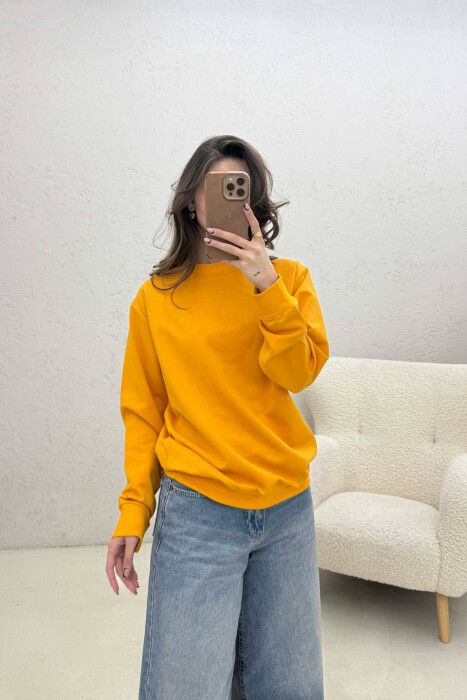 SIMPLE ONE COLOR WOMAN SWEATSHIRT MUSTARD/MUSTARDE - 2