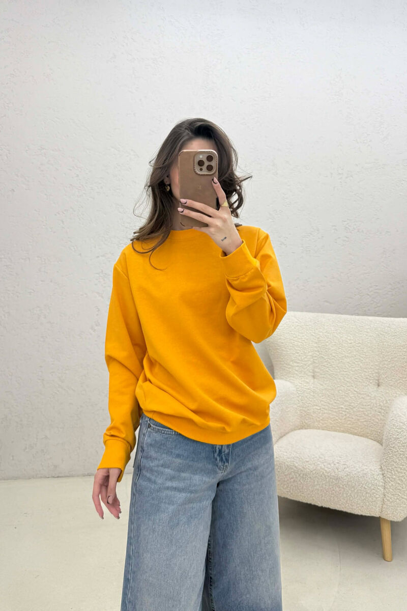 SIMPLE ONE COLOR WOMAN SWEATSHIRT MUSTARD/MUSTARDE - 2