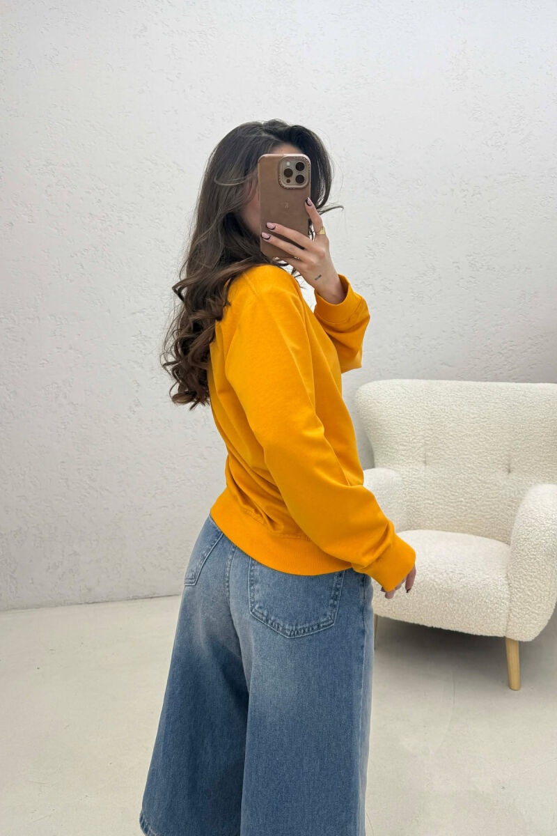 SIMPLE ONE COLOR WOMAN SWEATSHIRT MUSTARD/MUSTARDE - 4