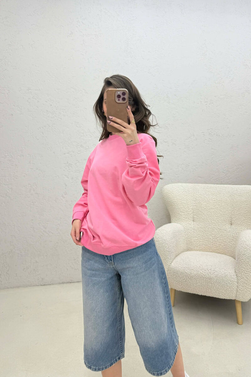SIMPLE ONE COLOR WOMAN SWEATSHIRT PINK/ROZE - 2