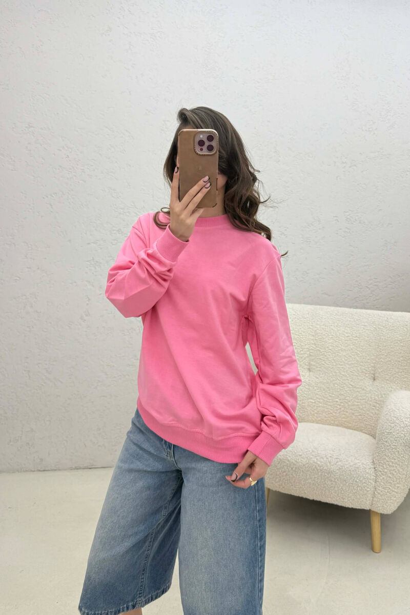 SIMPLE ONE COLOR WOMAN SWEATSHIRT PINK/ROZE - 3