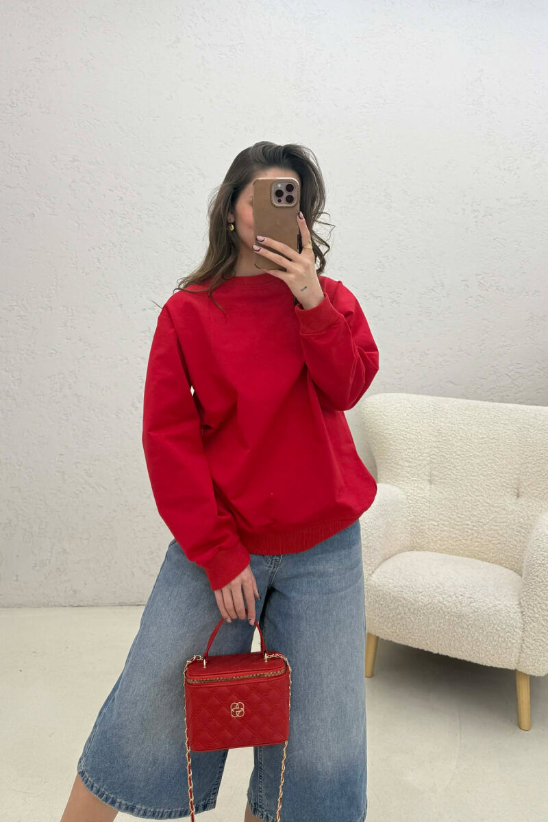 SIMPLE ONE COLOR WOMAN SWEATSHIRT RED/E KUQE - 2