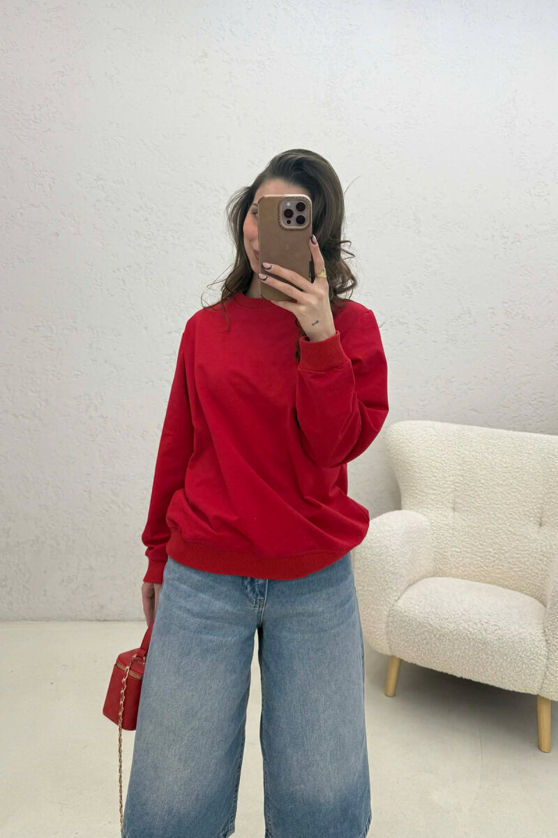 SIMPLE ONE COLOR WOMAN SWEATSHIRT RED/E KUQE - 3