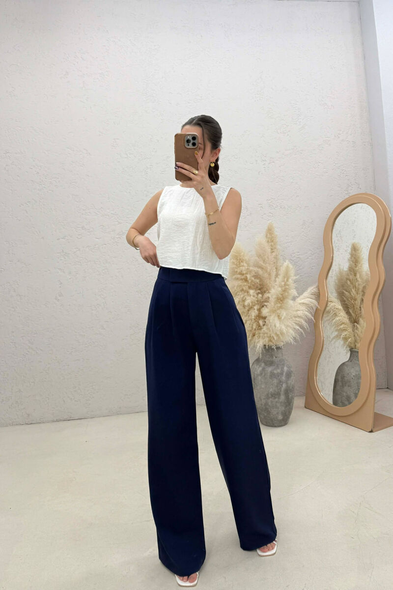 SIMPLE ONE COLOR WOMAN TROUSERS BLUE/BLU - 1