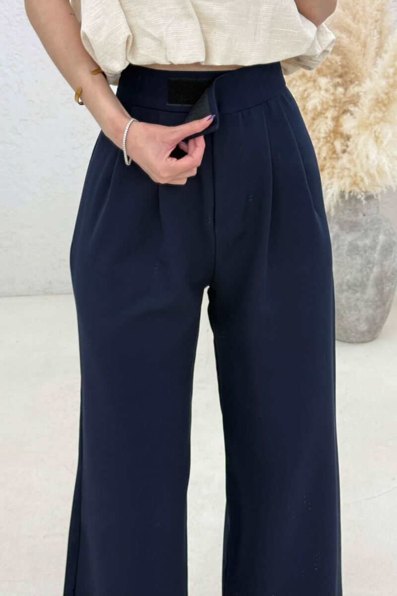 SIMPLE ONE COLOR WOMAN TROUSERS DARK BLUE/BEE - 4