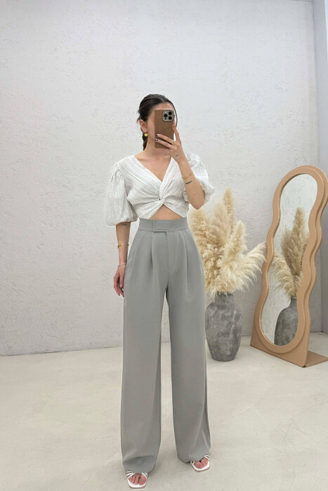 SIMPLE ONE COLOR WOMAN TROUSERS GREY/GRI - 1