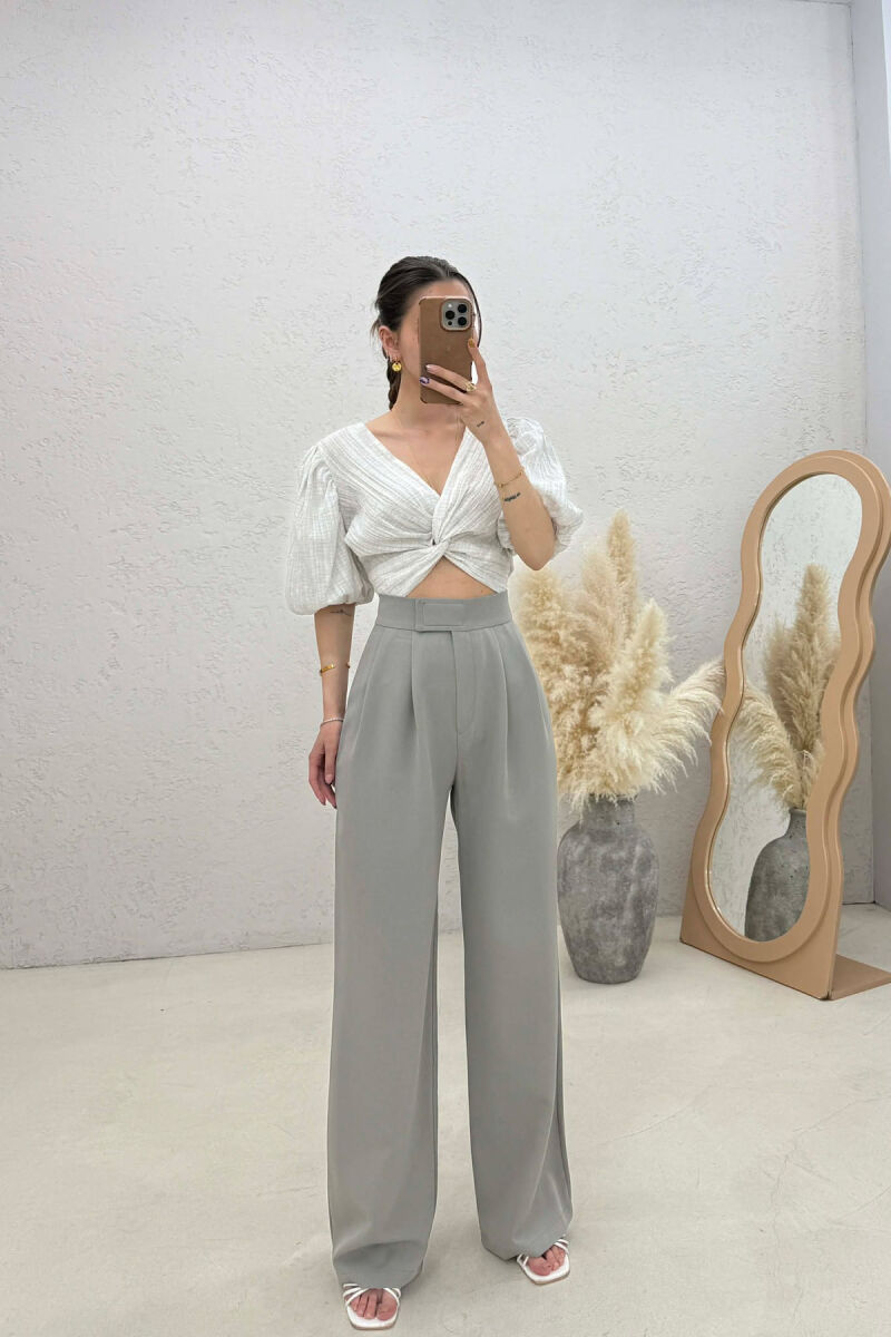 SIMPLE ONE COLOR WOMAN TROUSERS GREY/GRI - 1