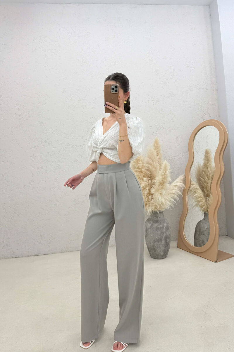 SIMPLE ONE COLOR WOMAN TROUSERS GREY/GRI - 5