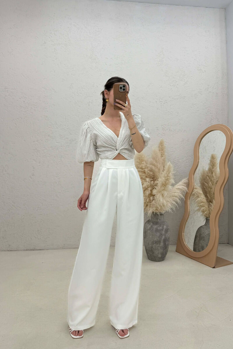 SIMPLE ONE COLOR WOMAN TROUSERS WHITE-E BARDHE - 2