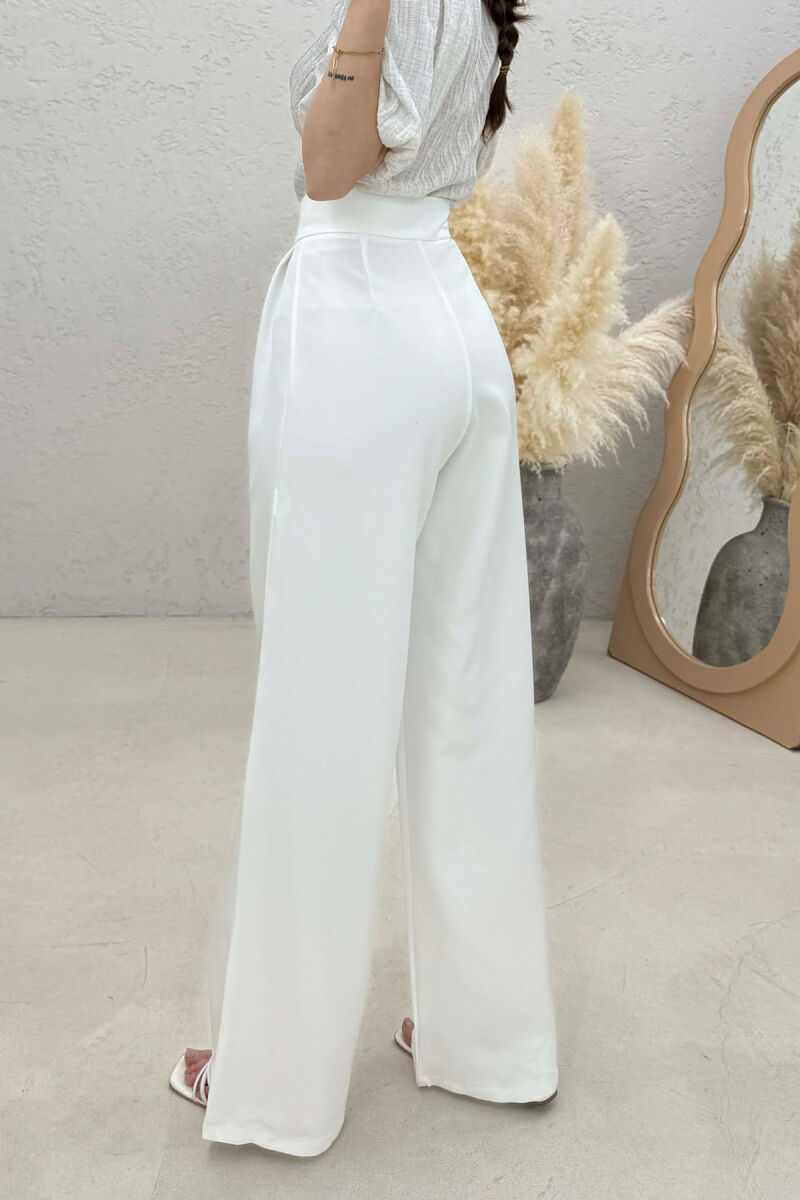 SIMPLE ONE COLOR WOMAN TROUSERS WHITE-E BARDHE - 3