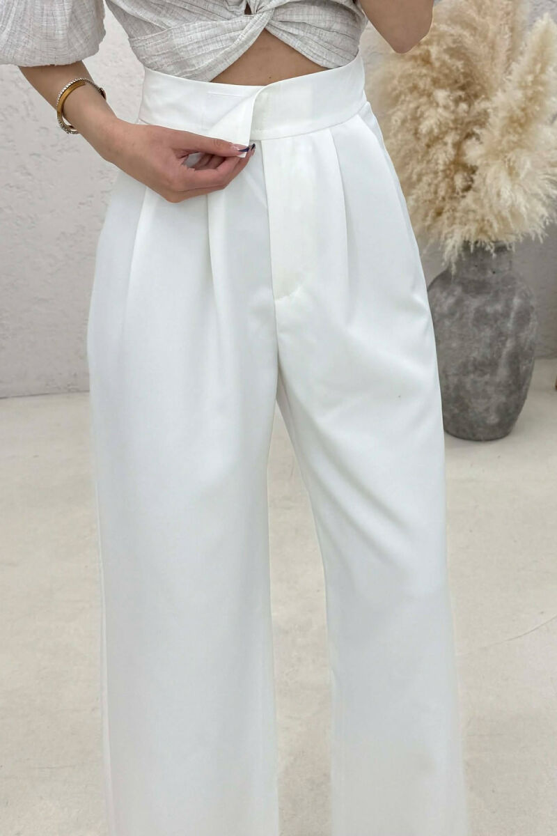 SIMPLE ONE COLOR WOMAN TROUSERS WHITE-E BARDHE - 4