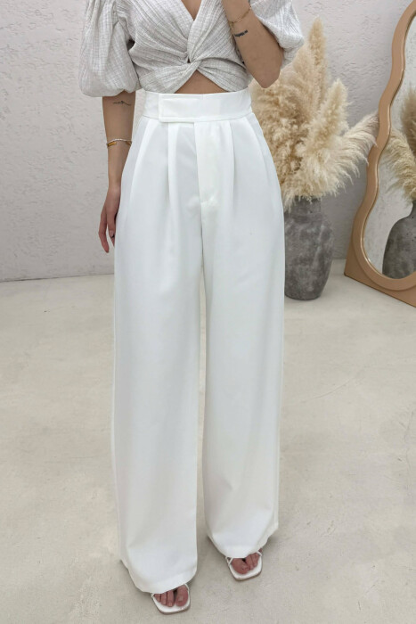 SIMPLE ONE COLOR WOMAN TROUSERS WHITE-E BARDHE - 5