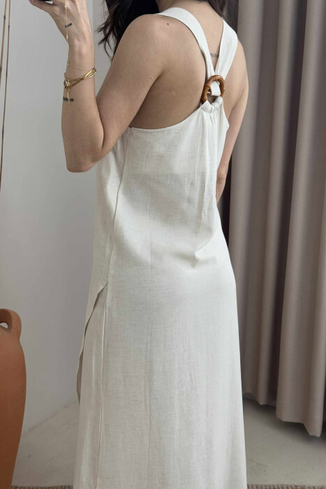 SIMPLE ONE COLOR WOMEN DRESS CREAM/KREM - 4