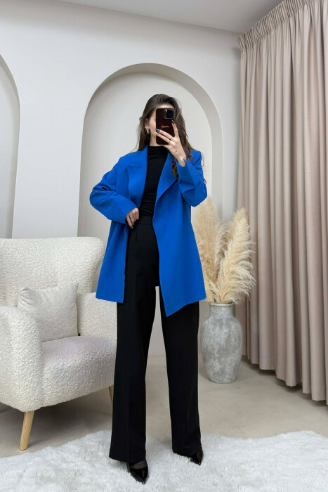 SIMPLE ONE COLOR WOMEN JACKET BLUE/BLU 