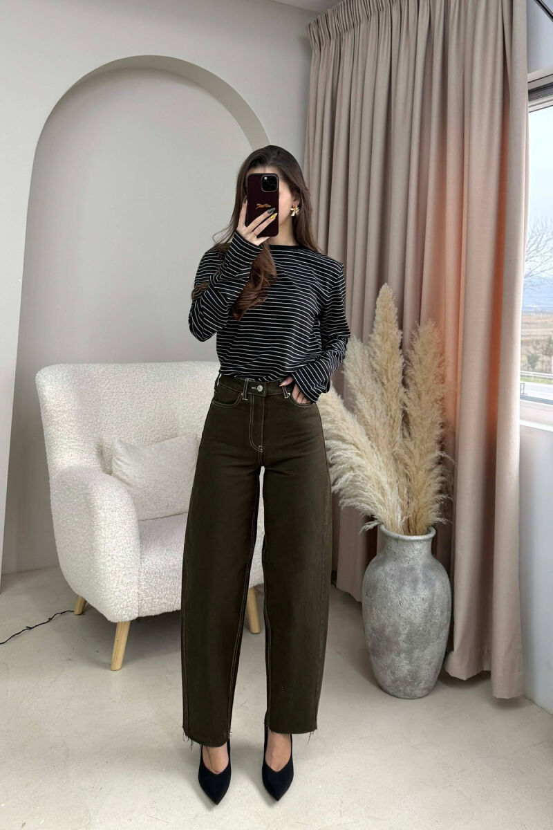 SIMPLE ONE COLOR WOMEN JEANS DARK GREEN/JEE - 2