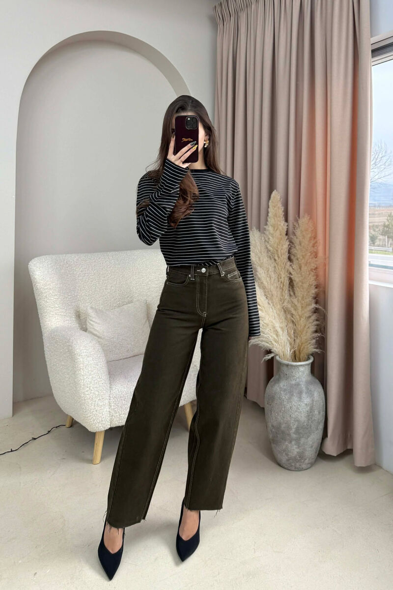 SIMPLE ONE COLOR WOMEN JEANS DARK GREEN/JEE - 3